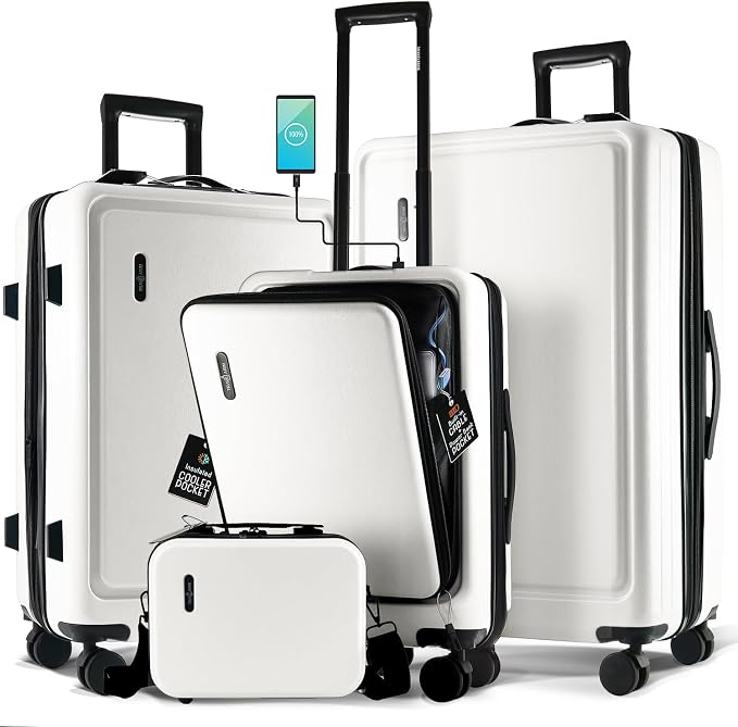 Hard Shell Luggage Sets with Spinner Wheels 4 Piece, Expandable Large Suitcases by TravelArim