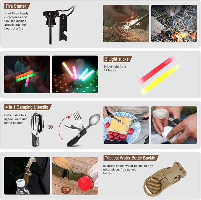 238Pcs Emergency Survival Kit and First Aid Kit, Professional Survival Gear Tool - Image 6