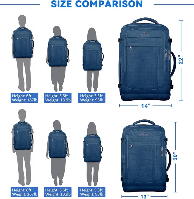 Large Travel Laptop Backpack for Men, 50L Carry On Backpack, Expandable Laptop - Image 8