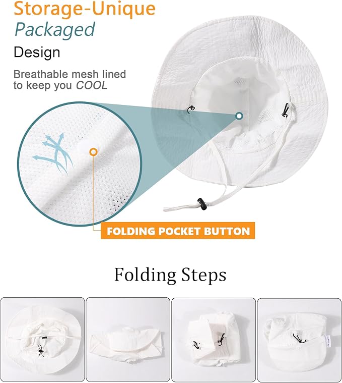 Water-Resistant Sun UPF 50+ Bucket Hat Protection Packable Brimmed Boonie - Image 4
