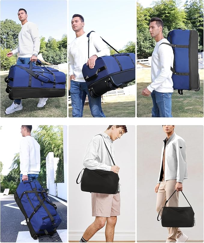 Rolling Duffle Bag with Wheels, 110L/140L Expandable Soft-Sided Foldable Duffle - Image 7
