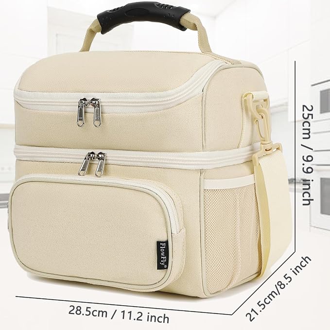 FlowFly Double Layer Cooler Insulated Lunch Bag Adult Lunch Box Large Tote Bag - Image 4