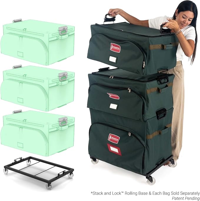 TreeKeeper Stack & Lock™ Green Christmas Ornament Storage Box Holds 72 - Image 5