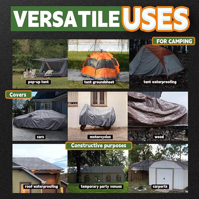 Tarps Heavy Duty Waterproof 20x30 Feet, 10Mil Multipurpose Large Tarp Cover - Image 7