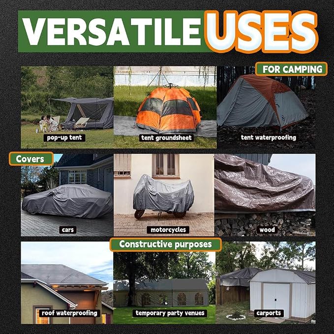 RAINDEWAY Tarps Heavy Duty Waterproof 7x7 Feet, 10Mil Multipurpose Poly Tarp - Image 7