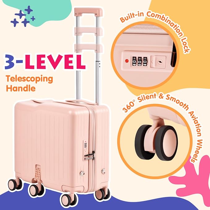 Kids Ride-On Luggage, Foldable Pedal, Hidden Cup Holder & Combination Lock - Image 2
