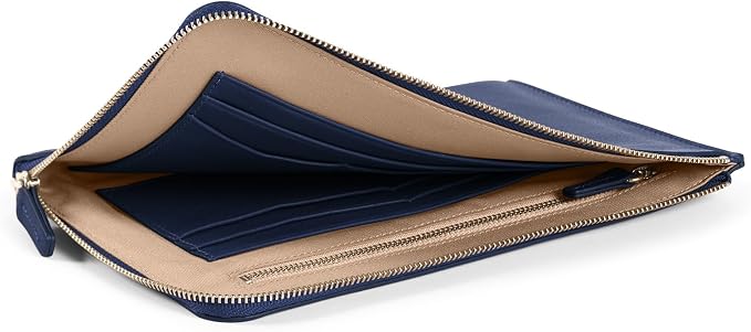 Leatherology Navy Blue Slim Zip Travel Wallet - Image 3