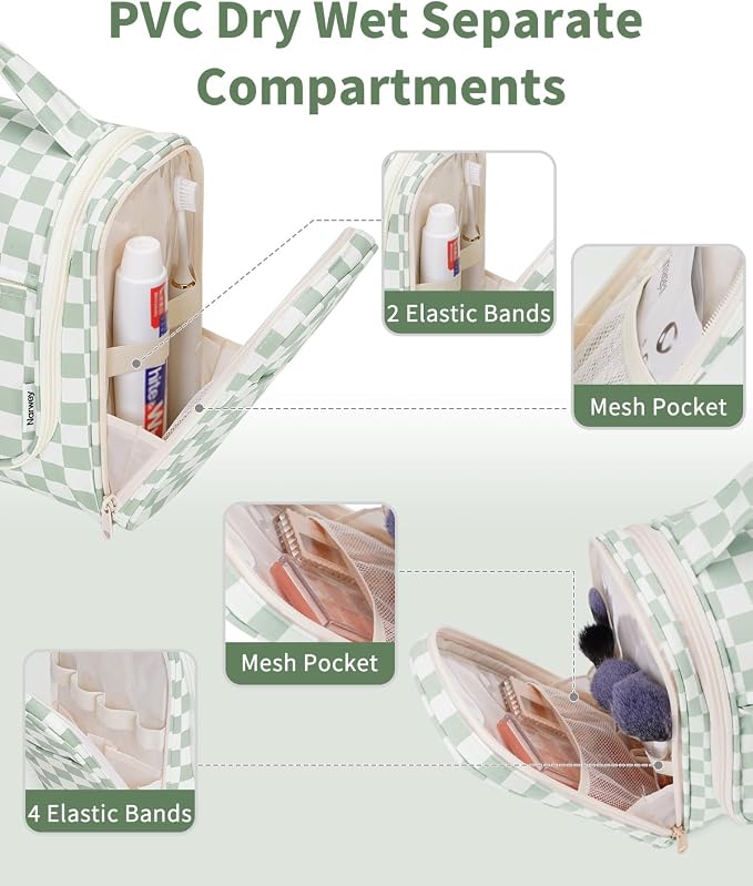 Narwey Hanging Toiletry Bag for Women Travel Makeup Bag Organizer Toiletries - Image 4