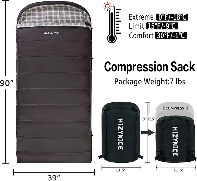 0 Degree Sleeping Bag 100% Cotton Flannel XXL - Image 2