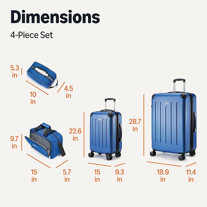 Amazon Basics 4-Piece Luggage Set, Including Two Hardside Suitcases - Image 7
