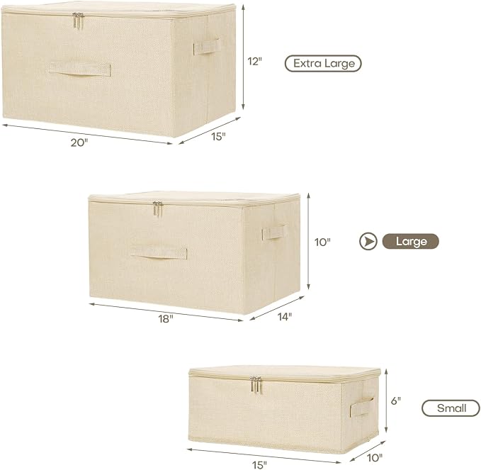 ANMINY 3PCS Storage Bins with Zipper Lids 51.9 Qt Lidded Fabric Storage Boxes - Image 6