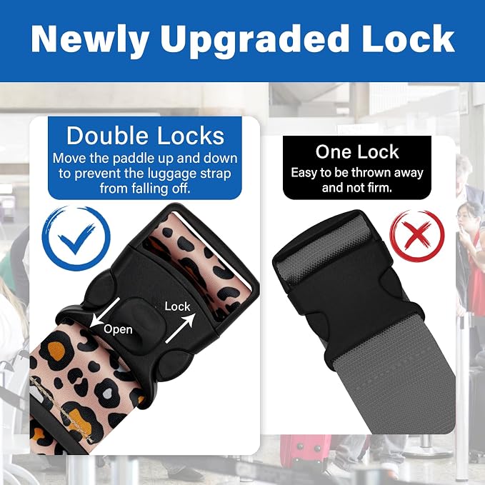 2 Pack Luggage Straps for Suitcases, Adjustable Travel Belt - Image 2