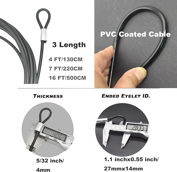 4FT 4mm Stainless Steel Outdoor Travel Security Cable Lock, Braided Steel - Image 2
