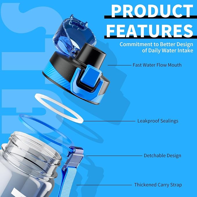 Water Bottle, 32 oz Motivational Water Bottles - Image 3