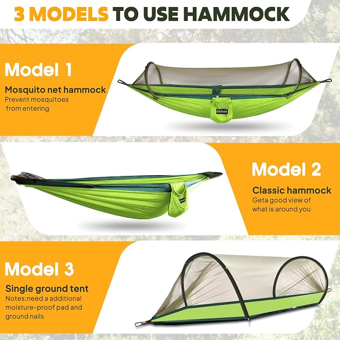 Chihee Ultra-Light Travel Camping Hammock Pop-up Net Hammock 660lbs Load - Image 4