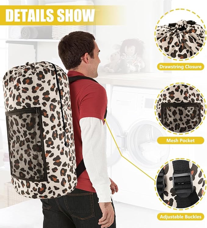 Laundry Bag Backpack, Dirty Clothes Travel Bag - Image 4
