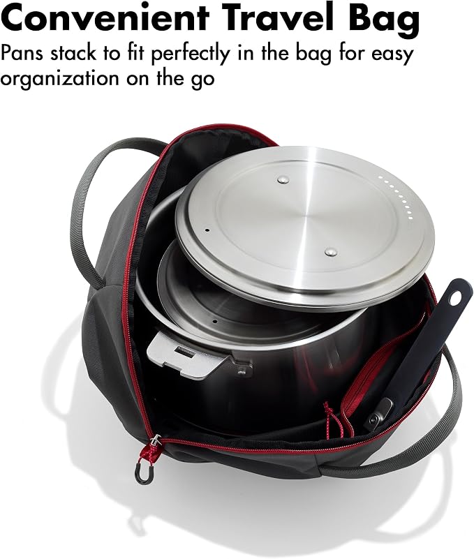 OXO Outdoor 8 Piece Camping Cookware Set, 2.25QT and 5QT Stainless Steel - Image 8