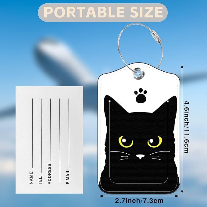 Set of 2 Luggage Tags Cute Black Cat Luggage Tags - Image 2