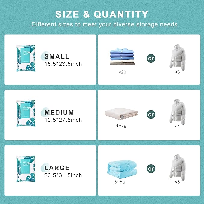 15 Pack Vacuum Storage Bags for Clothing Travel - Image 4