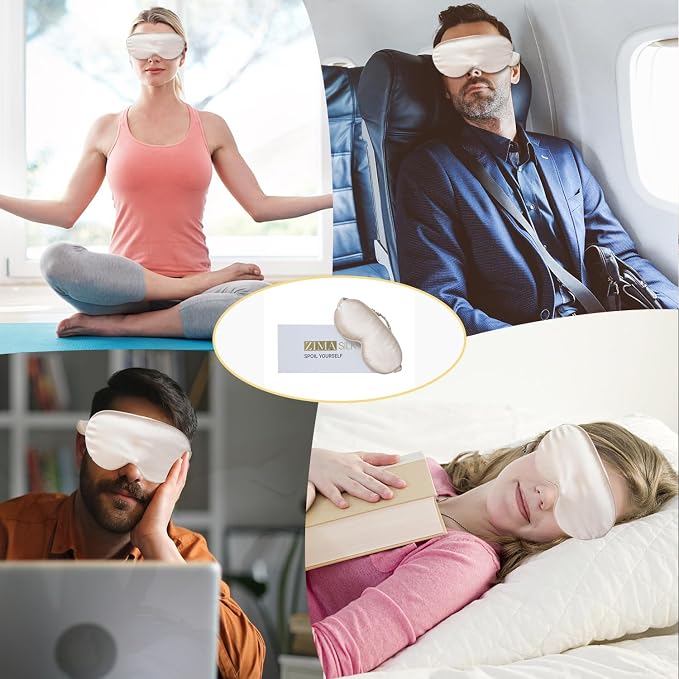 ZIMASILK Adjustable 22 Momme 100% Pure Mulberry Silk Sleep Mask, 3D Contoured - Image 6