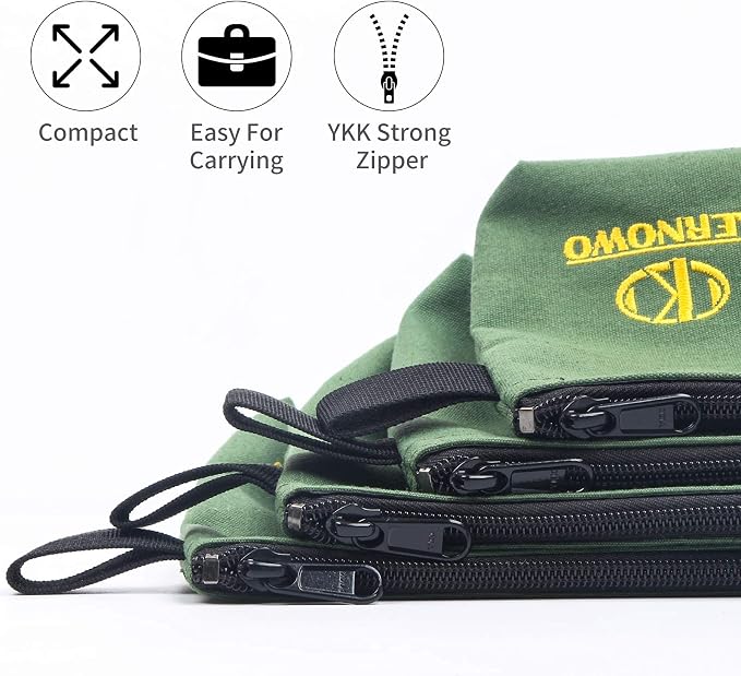 4 Pcs Upgrade Canvas Zipper Tool Pouch, 20 oz Heavy Duty Tool Bag, Water - Image 3