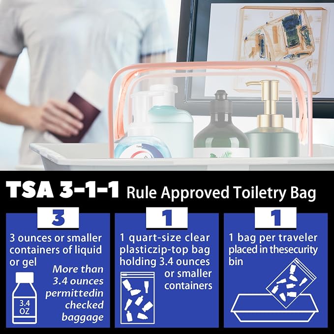 16 Pieces Clear Cosmetic Bags, Large Transparent Makeup Bags, TSA Approved - Image 3