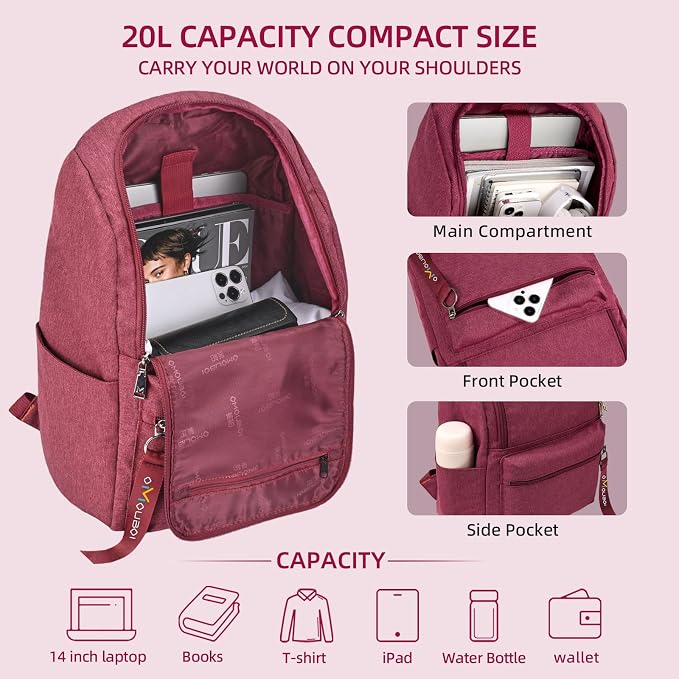 OMOUBOI 14 inch Travel Laptop Backpack - Image 4