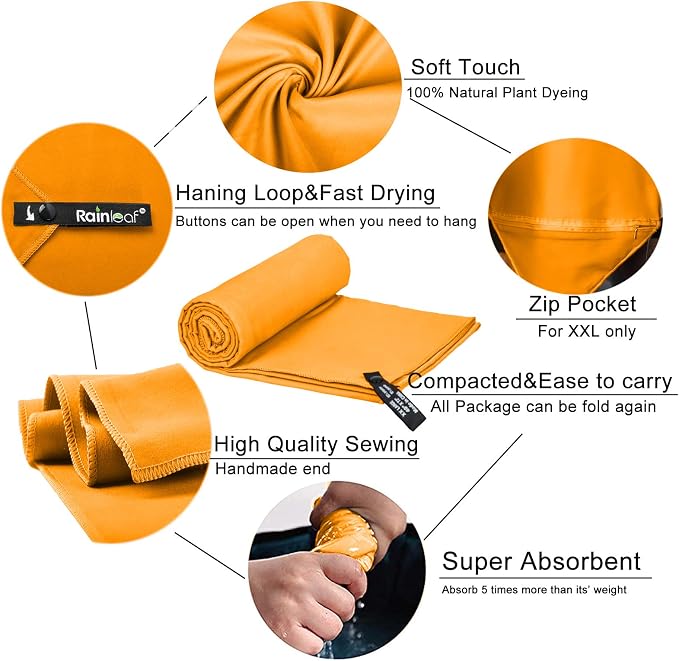 Rainleaf Microfiber Towel Perfect Travel & Gym & Camping Towel. Quick Dry - Image 3