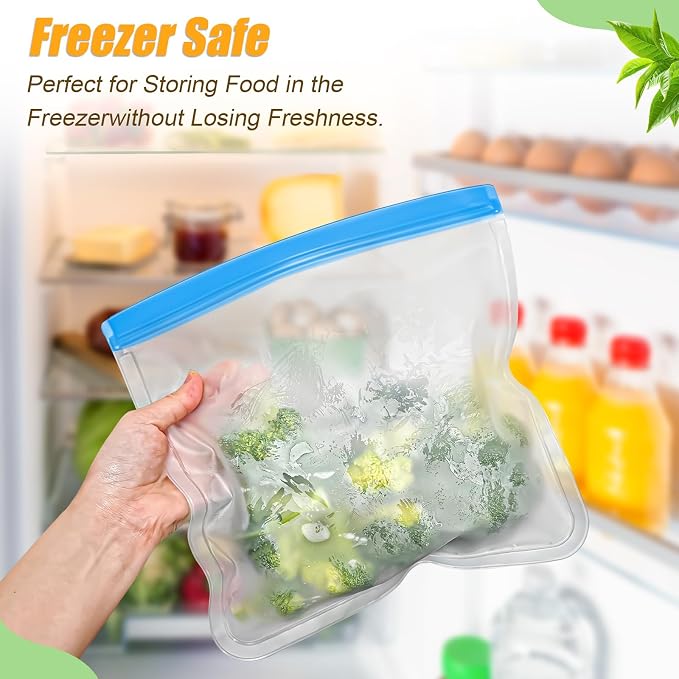 Reusable Silicone Food Storage Bags, 10 Pack 4 Size Leak proof Dishwasher Safe - Image 7