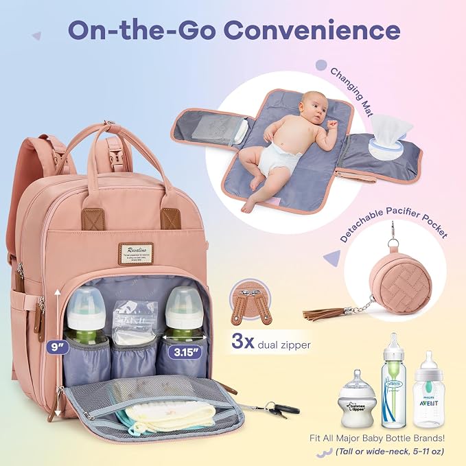 RUVALINO Diaper Bag Backpack, Large Capacity, Waterproof - Image 3