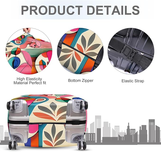 ANNA QUEEN Modern Art Fashion Luggage Cover, Stylish Abstract Woman Suitcase - Image 3