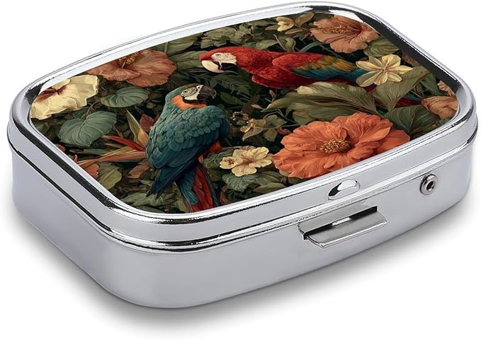 Metal 2 Compartment Pill Organizer Travel Friendly Portable Compact Pill Box - Image 2