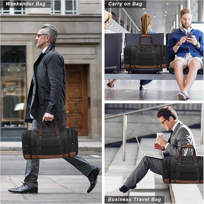 Litvyak Duffle Bag for Travel, 50L Canvas Travel Duffel Bags Overnight Weekend - Image 2