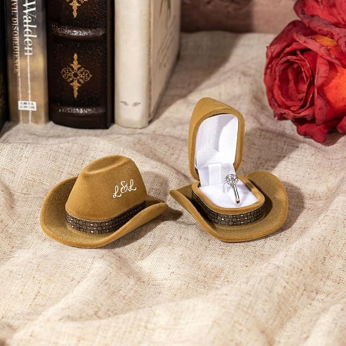 Custom Vintage Brown Cowboy Hat Jewelry Box - Image 3