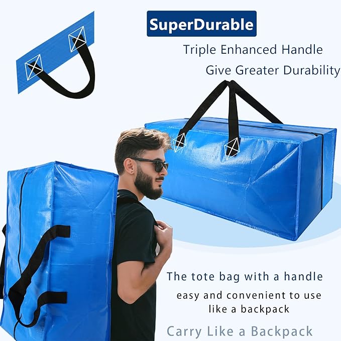 4 Pack Heavy Duty Extra Large Moving Bags Storage Tote - Image 3