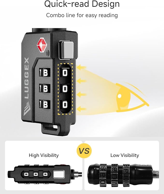 LUGGEX TSA Locks for Luggage, Suitcase Locks TSA Approved, Luggage Locks - Image 6
