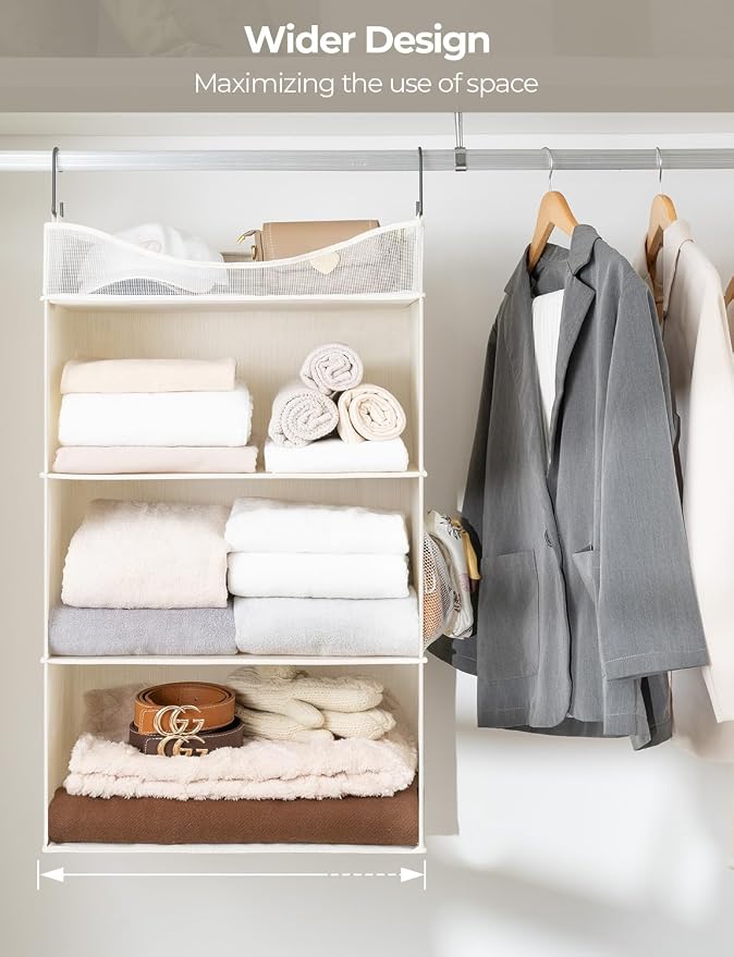 StorageWorks Hanging Closet Organizer, 3-Shelf Hanging Closet Shelves - Image 6