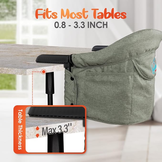 Hook On Chair with Removable Dining Tray, Portable Hook-On Chairs with Storage - Image 3