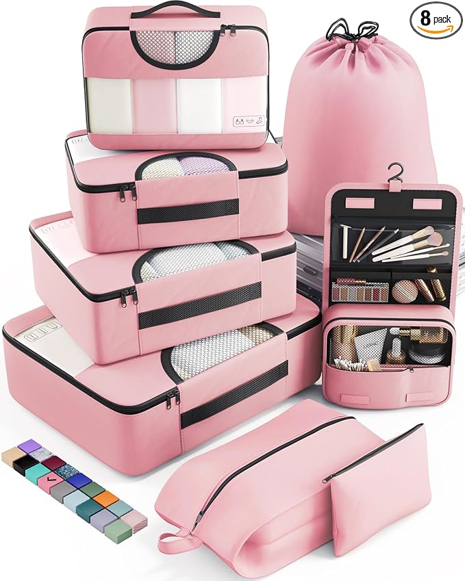 Veken 8 Set Packing Cubes for Travel Essentials, Carry-On Luggage Accessories by Veken