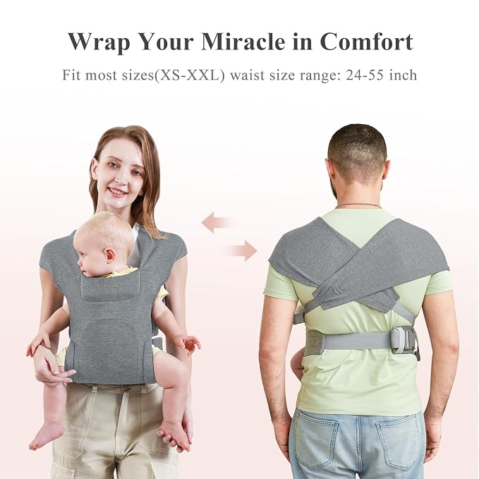 Newborn Carrier, Cozy Baby Carrier, Ergonomic Cross-Back Wrap, Hands-Free - Image 4