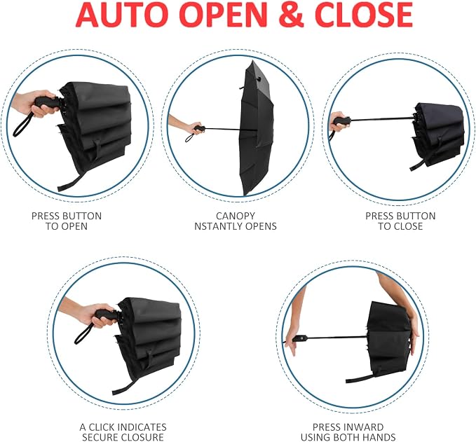 Liberty Imports 3 Pack Windproof Travel Rain Umbrellas - Image 2