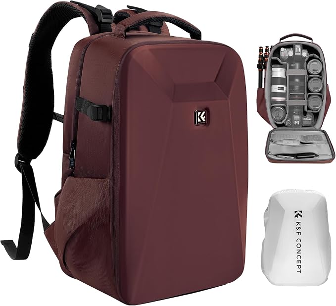 K&F Concept Camera Backpack, Hardshell Photography DSLR Camera Bag by KFCONCEPT