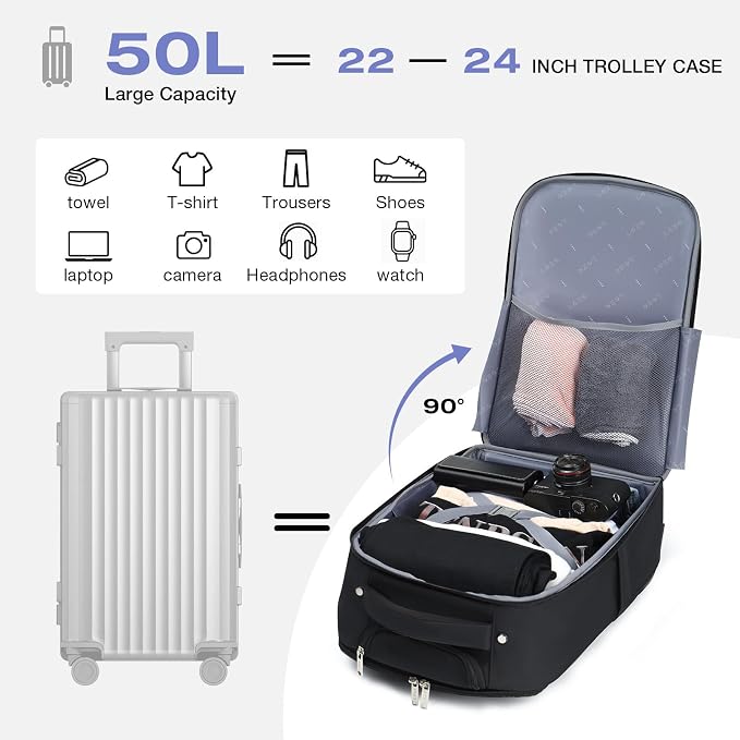 Rolling Backpack for Adults, 18 Inch Waterproof Carry-on Back pack - Image 6