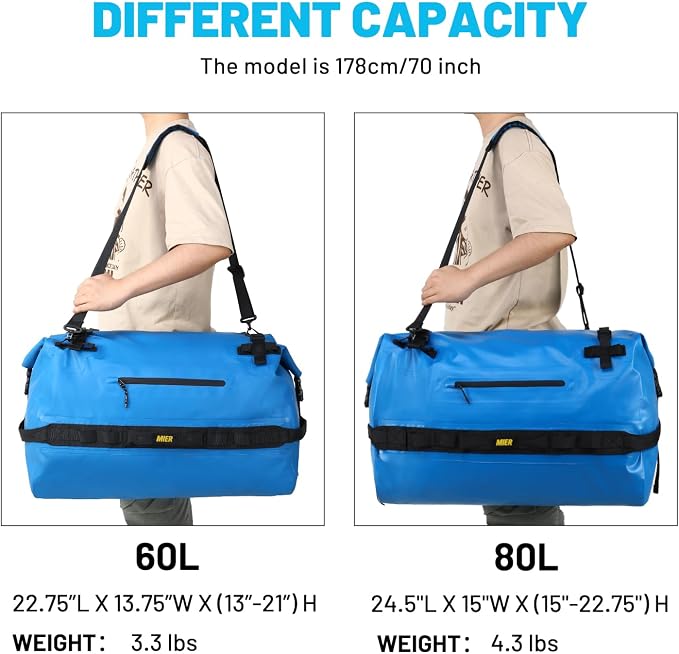 MIER Large Waterproof Duffel Bag Rolltop Dry Backpack Duffle Bags - Image 7