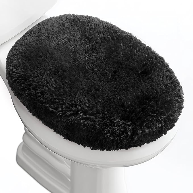 Microfiber Elongated Toilet Seat Cover 19.5"x 15" Machine Washable Solid Toilet by Baahrnom