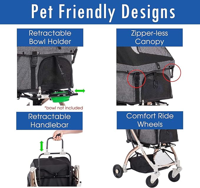 HPZ-PR America Pet Rover Lite Premium Light-Weight Dog/Cat/Pet Stroller Travel - Image 5
