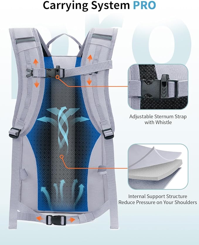 ECOHUB Small Hiking Backpack for Men Women, 20L Lightweight Travel Backpacks - Image 2