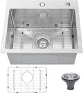 Drop In Kitchen Sink 25x22", 18 Gauge Stainless Steel Sink, 3D Embossed Surface by Beleeb