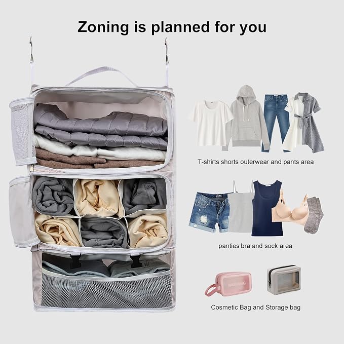 TABITORA Travel Portable Hanging Shelves Closet Organizer Packing Luggage - Image 4