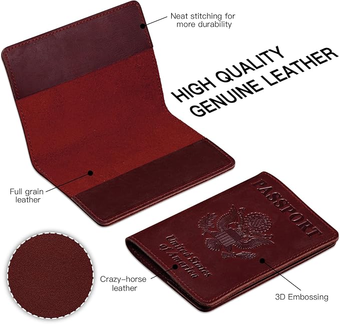 BIAOTIE Premium Leather Passport Holder Covers, Rfid Travel Wallet Passport - Image 2
